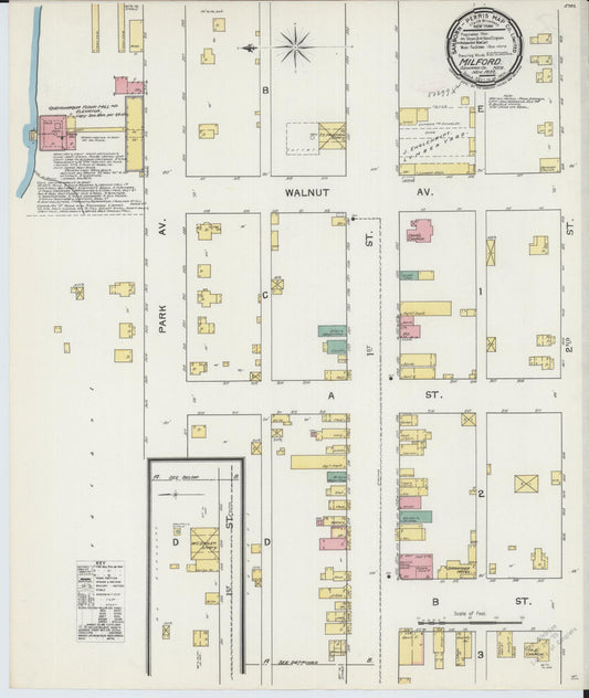Sanborn Fire Insurance Map from Milford, Seward County, Nebraska (1892), Sheet #0001 - Historic Sanborn Fire Insurance Map Print, vintage old map wall art, antique decor, genealogy gift, Nebraska Nebraska map