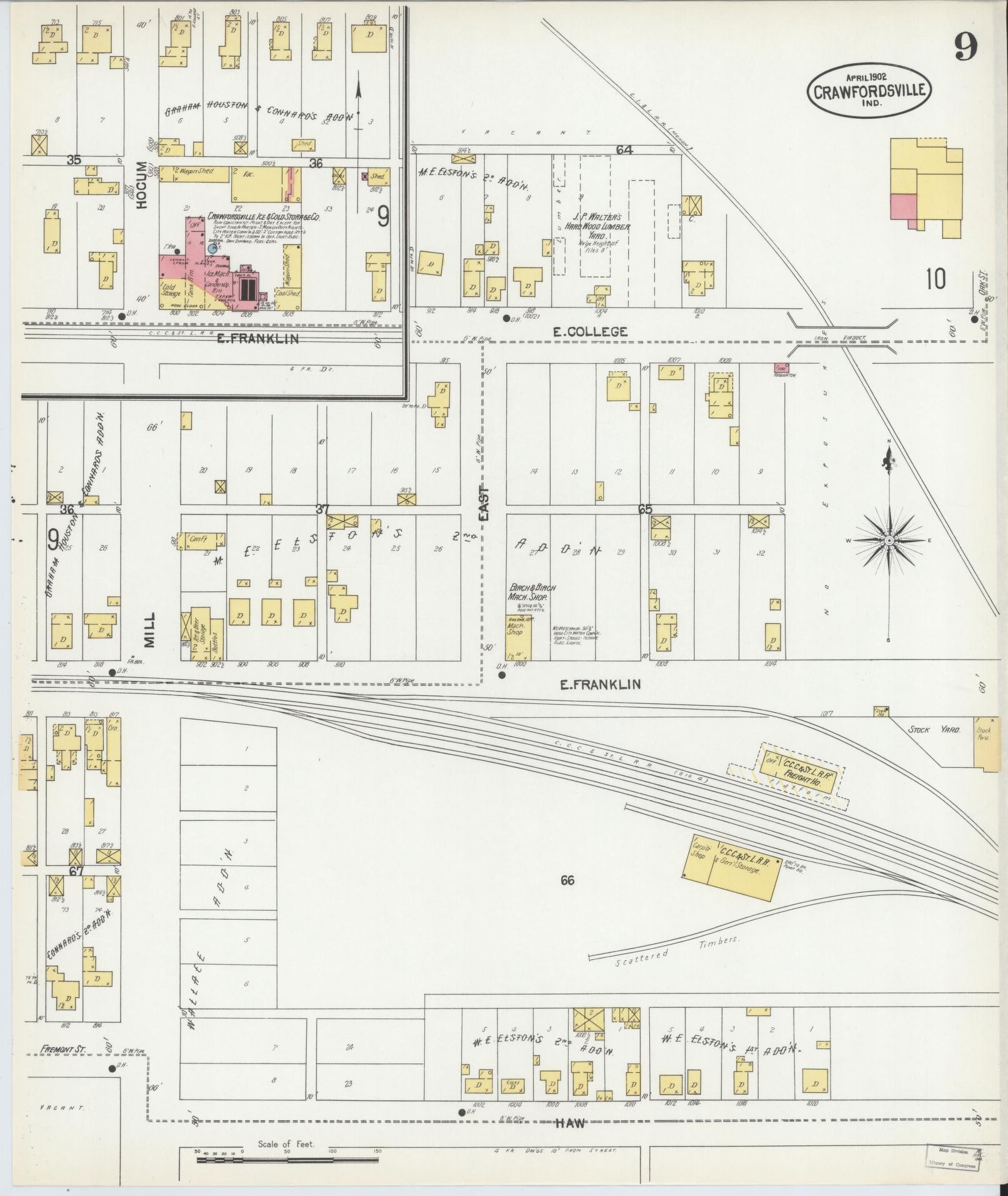 Sanborn Fire Insurance Map from Crawfordsville, Montgomery County, Indiana (1902), Sheet #0009 - Complete Map Set gallery image, historic Sanborn map, vintage wall art, Indiana Indiana
