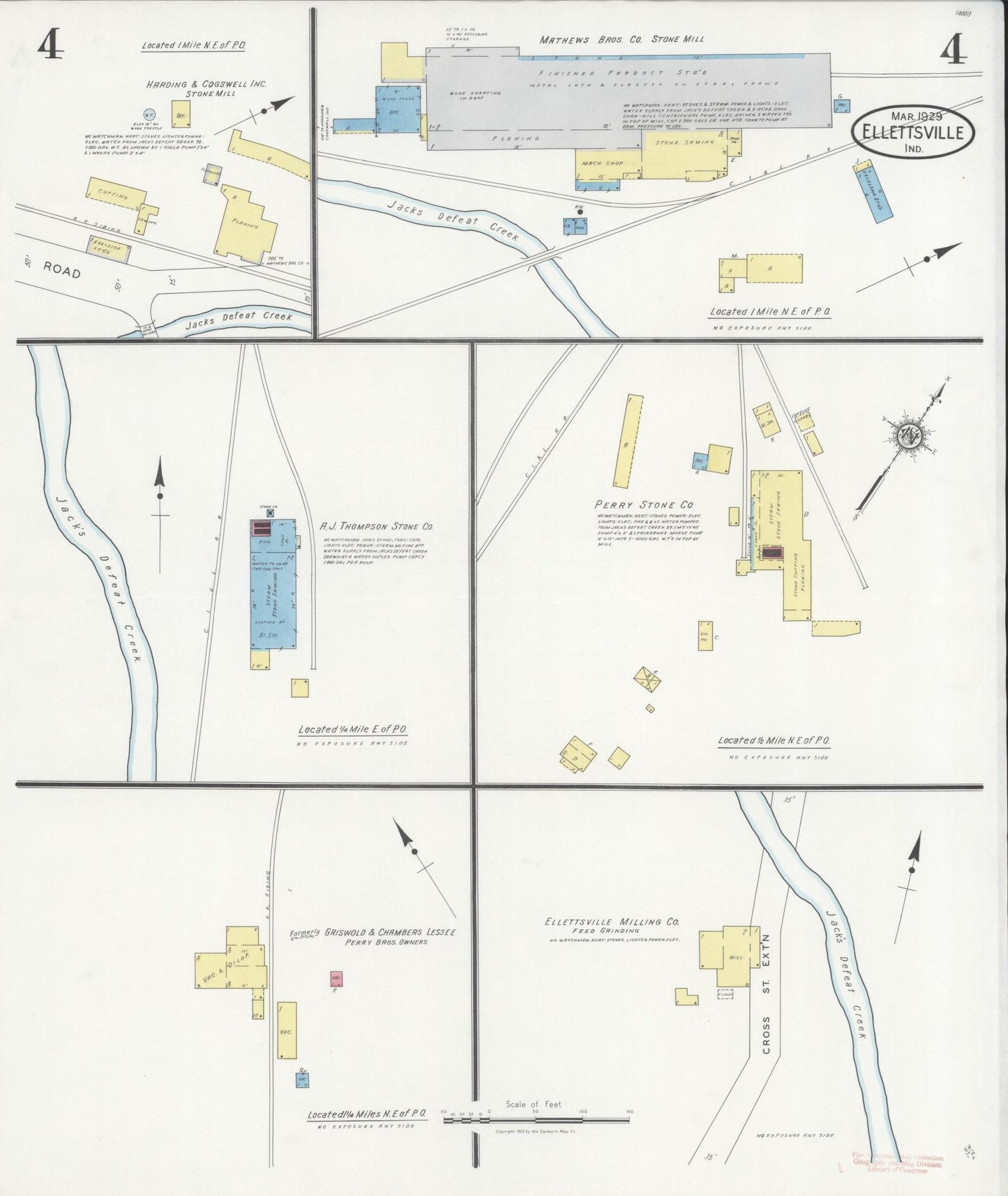 Sanborn Fire Insurance Map from Ellettsville, Monroe County, Indiana (1929), Sheet #0004 - Complete Map Set gallery image, historic Sanborn map, vintage wall art, Indiana Indiana
