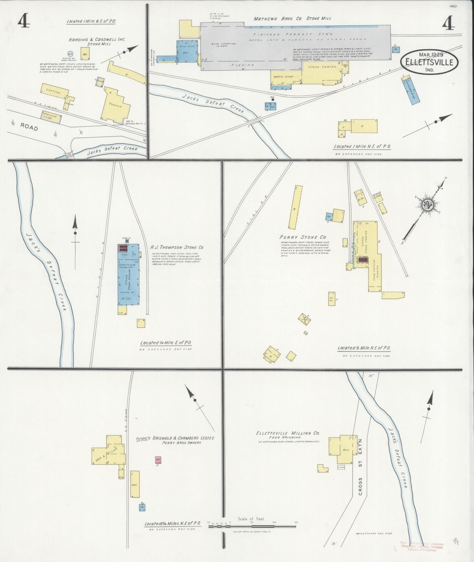 Sanborn Fire Insurance Map from Ellettsville, Monroe County, Indiana (1929), Sheet #0004 - Complete Map Set gallery image, historic Sanborn map, vintage wall art, Indiana Indiana