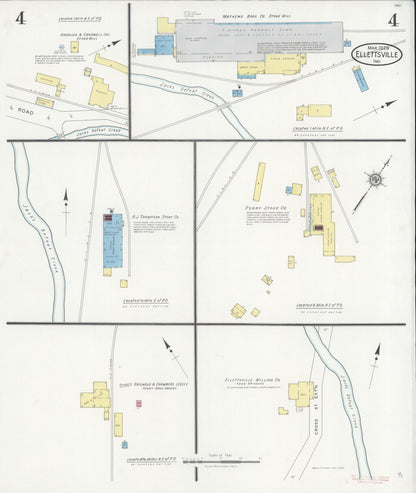 Sanborn Fire Insurance Map from Ellettsville, Monroe County, Indiana (1929), Sheet #0004 - Complete Map Set gallery image, historic Sanborn map, vintage wall art, Indiana Indiana
