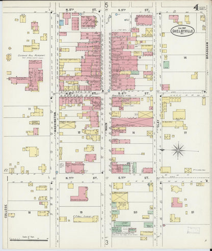 Sanborn Fire Insurance Map from Shelbyville, Shelby County, Kentucky (1897), Sheet #0004 - Complete Map Set gallery image, historic Sanborn map, vintage wall art, Kentucky Kentucky