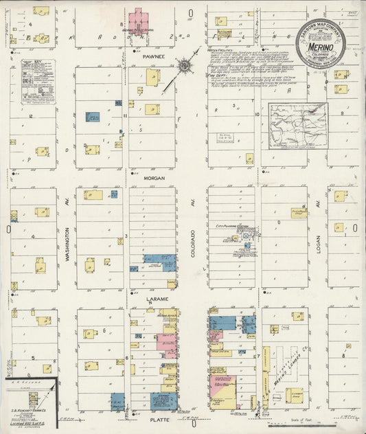 Sanborn Fire Insurance Map from Merino, Logan County, Colorado (1921), Sheet #0001 - Historic Sanborn Fire Insurance Map Print, vintage old map wall art, antique decor, genealogy gift, Colorado Colorado map