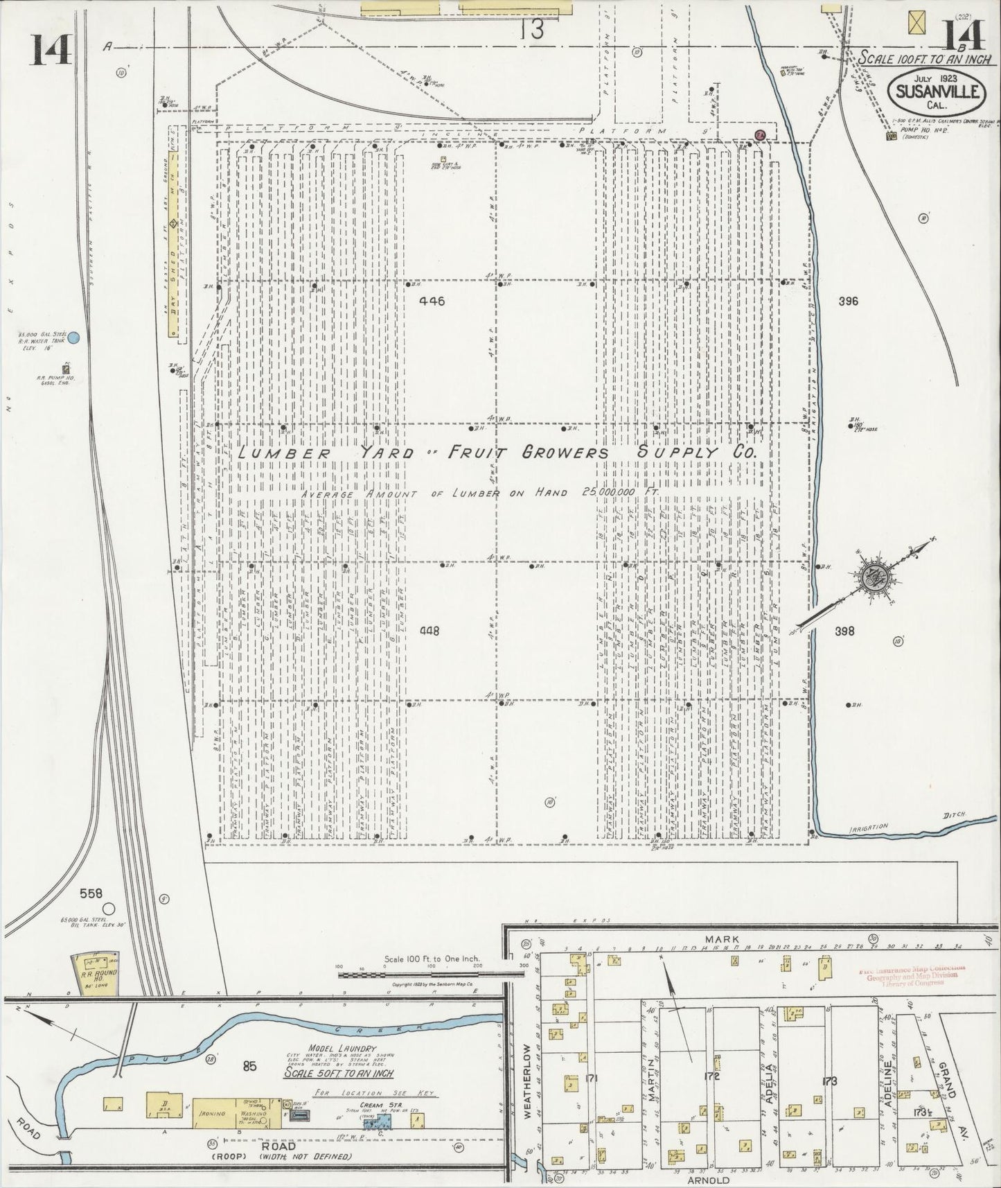 Sanborn Fire Insurance Map from Susanville, Lassen County, California (1923), Sheet #0014 - Complete Map Set gallery image, historic Sanborn map, vintage wall art, California California