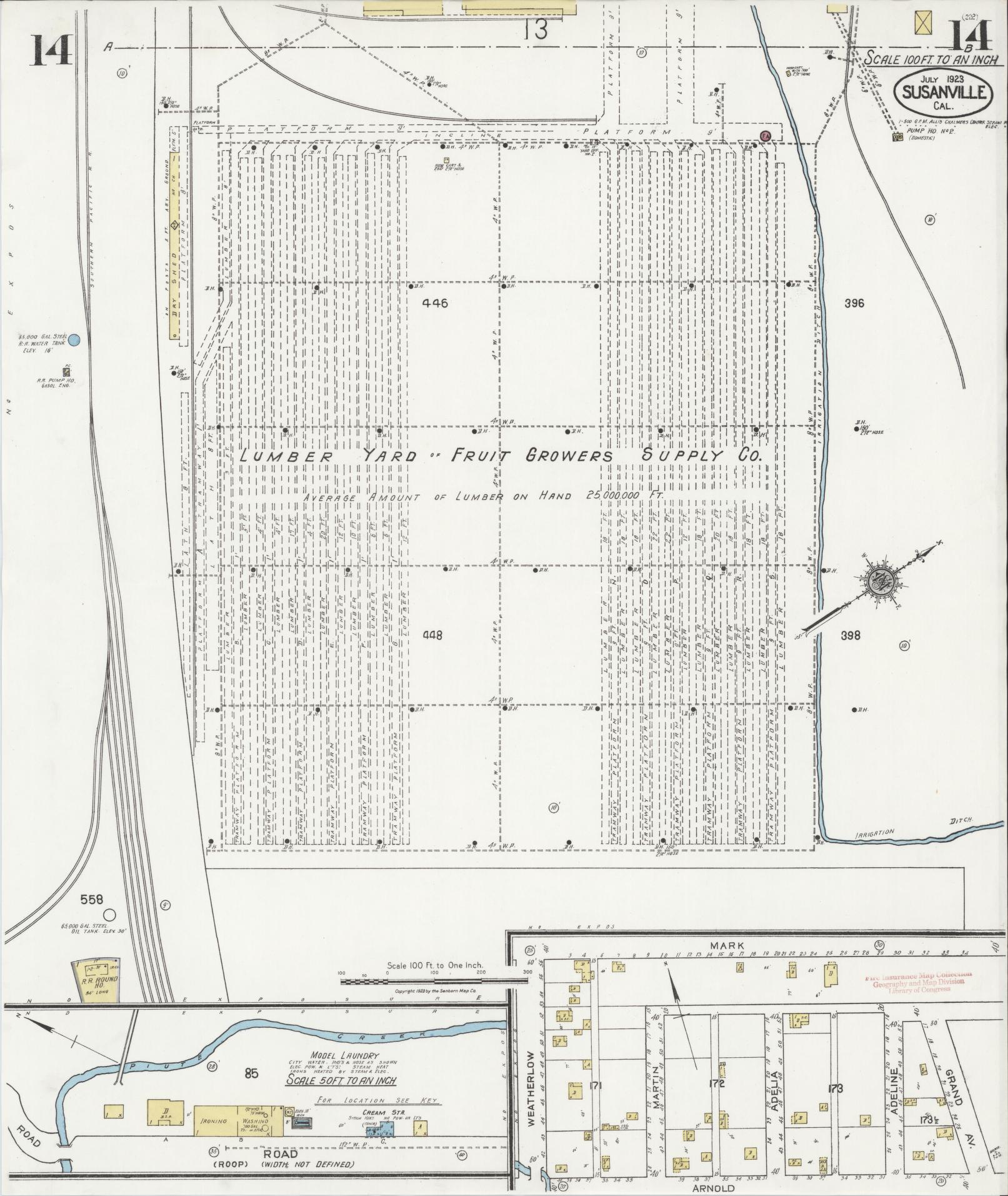 Sanborn Fire Insurance Map from Susanville, Lassen County, California (1923), Sheet #0014 - Complete Map Set gallery image, historic Sanborn map, vintage wall art, California California