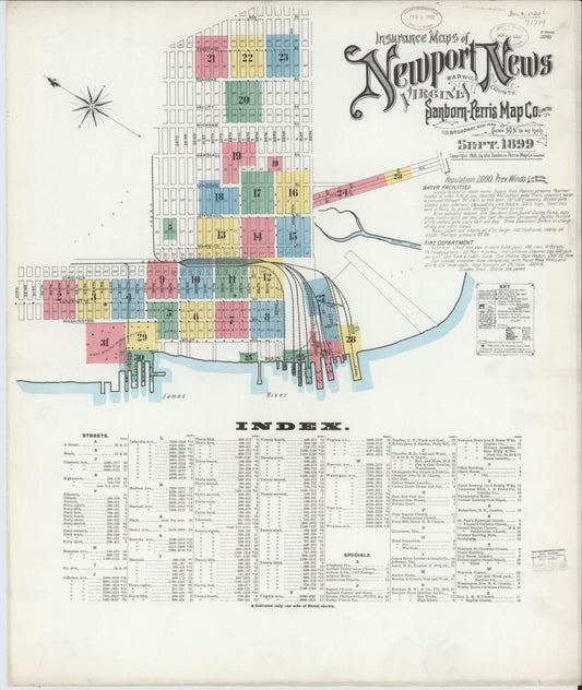 Sanborn Fire Insurance Map from Newport News, Independent Cities, Virginia. (1899) – Historic Sanborn Fire Insurance Map Print