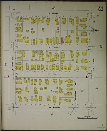 Sanborn Fire Insurance Map from Jackson, Jackson County, Michigan (1907), Sheet #0062 - Historic Sanborn Fire Insurance Map Print, vintage old map wall art, antique decor, genealogy gift, Michigan Michigan map