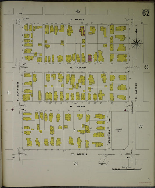 Sanborn Fire Insurance Map from Jackson, Jackson County, Michigan (1907), Sheet #0062 - Historic Sanborn Fire Insurance Map Print, vintage old map wall art, antique decor, genealogy gift, Michigan Michigan map