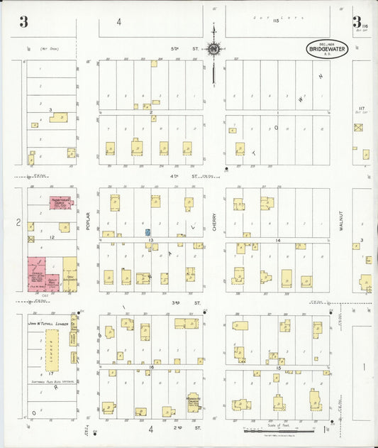 Sanborn Fire Insurance Map from Bridgewater, McCook County, South Dakota (1928), Sheet #0003 - Historic Sanborn Fire Insurance Map Print, vintage old map wall art, antique decor, genealogy gift, South Dakota South Dakota map