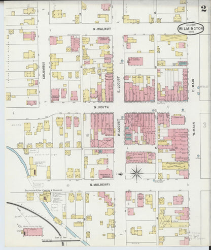 Sanborn Fire Insurance Map from Wilmington, Clinton County, Ohio (1895), Sheet #0002 - Complete Map Set gallery image, historic Sanborn map, vintage wall art, Ohio Ohio