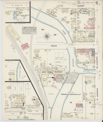Sanborn Fire Insurance Map from Tyrone, Blair County, Pennsylvania (1884), Sheet #0004 - Complete Map Set gallery image, historic Sanborn map, vintage wall art, Pennsylvania Pennsylvania