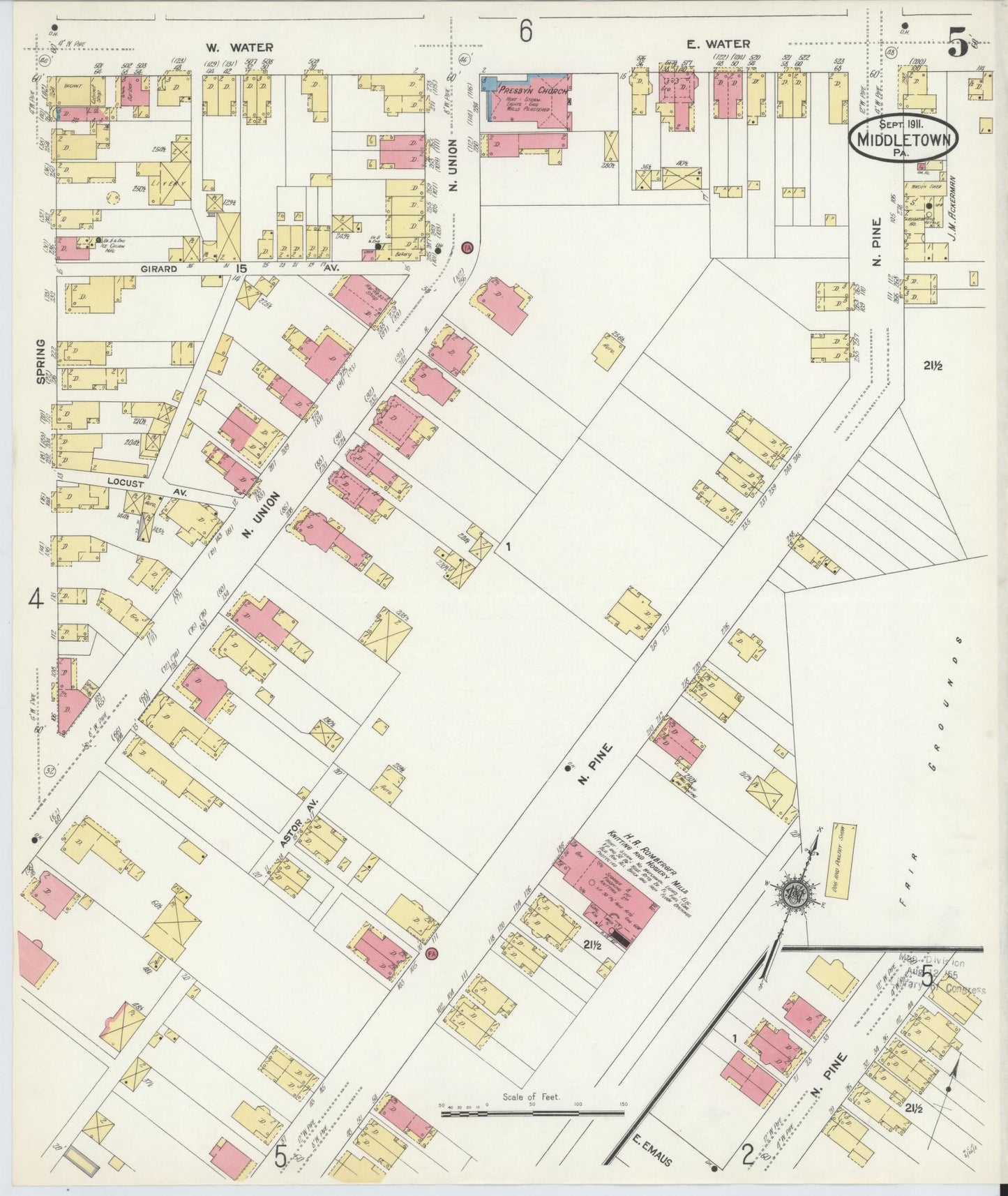 Sanborn Fire Insurance Map from Middletown, Dauphin County, Pennsylvania (1911), Sheet #0005 - Complete Map Set gallery image, historic Sanborn map, vintage wall art, Pennsylvania Pennsylvania