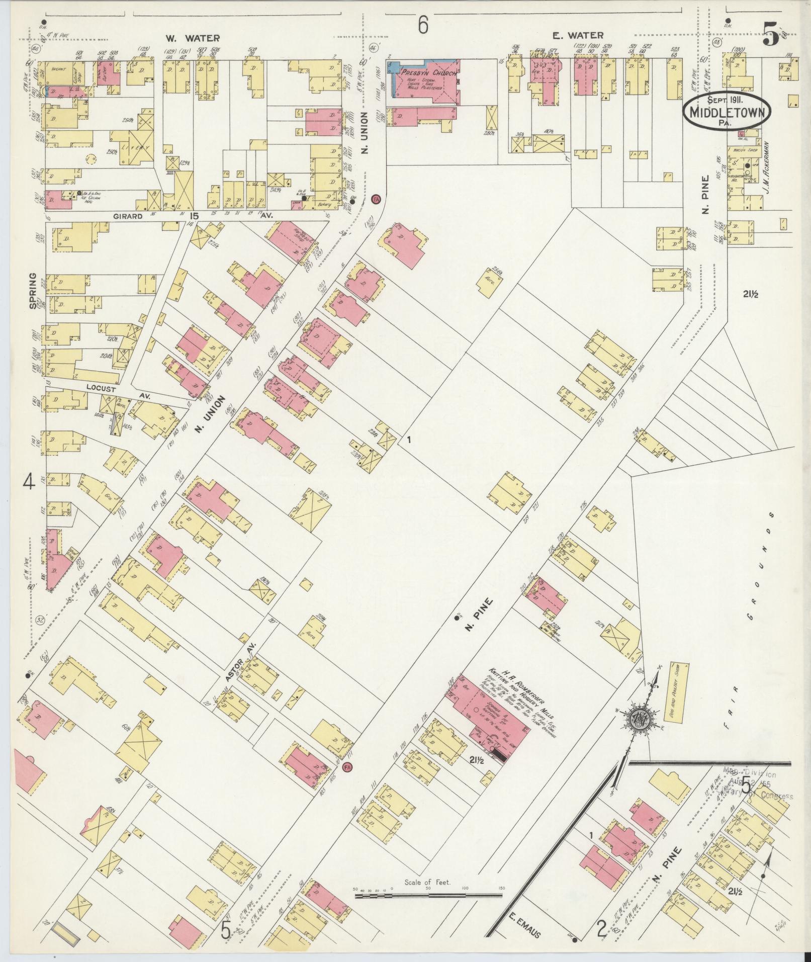 Sanborn Fire Insurance Map from Middletown, Dauphin County, Pennsylvania (1911), Sheet #0005 - Complete Map Set gallery image, historic Sanborn map, vintage wall art, Pennsylvania Pennsylvania
