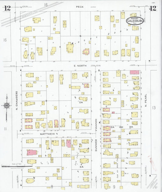 Sanborn Fire Insurance Map from Galesburg, Knox County, Illinois (1927), Sheet #0012 - Historic Sanborn Fire Insurance Map Print, vintage old map wall art, antique decor, genealogy gift, Illinois Illinois map