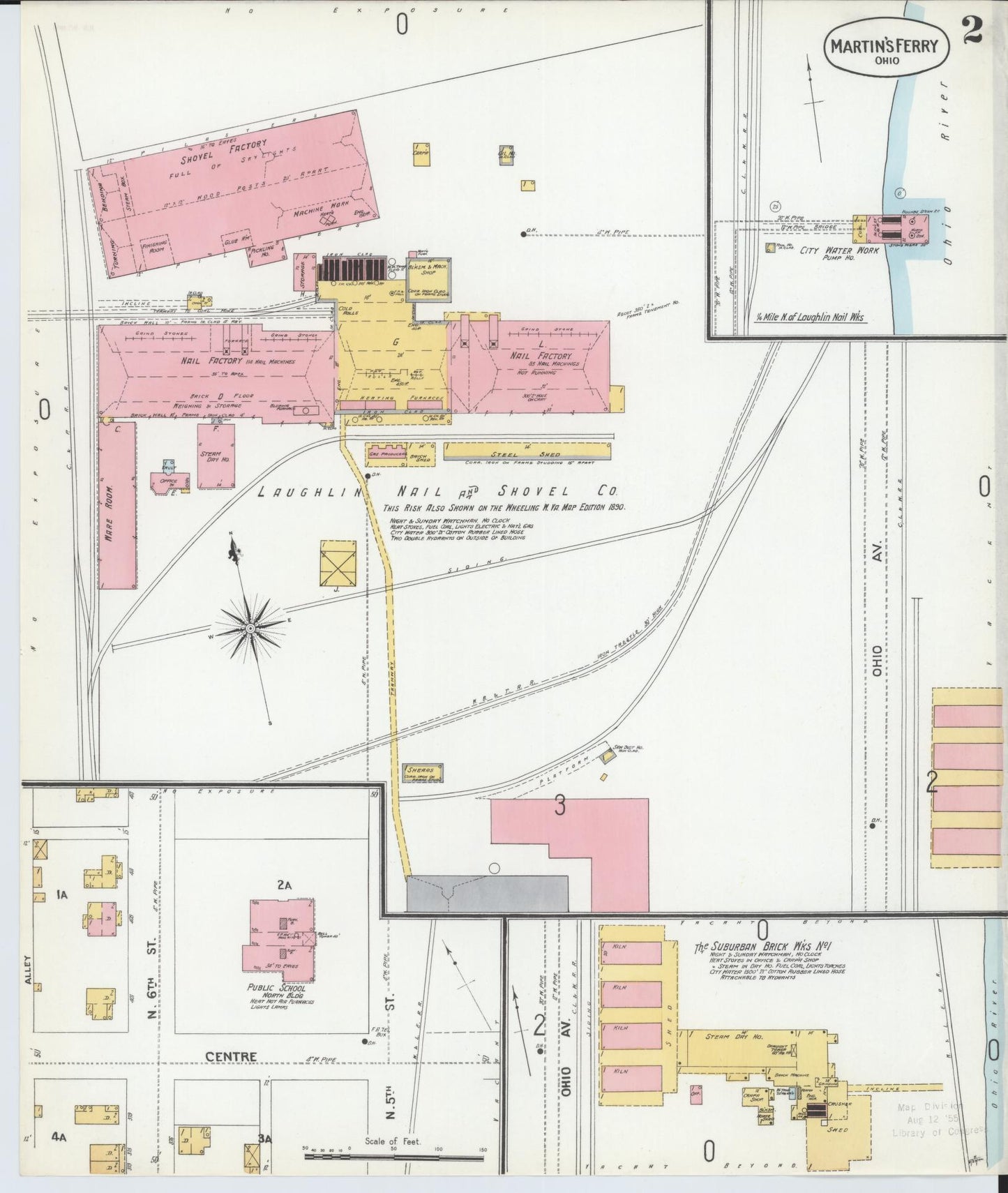 Sanborn Fire Insurance Map from Martins Ferry, Belmont County, Ohio (1900), Sheet #0002 - Complete Map Set gallery image, historic Sanborn map, vintage wall art, Ohio Ohio