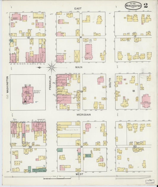 Sanborn Fire Insurance Map from Winchester, Randolph County, Indiana (1892), Sheet #0002 - Historic Sanborn Fire Insurance Map Print, vintage old map wall art, antique decor, genealogy gift, Indiana Indiana map
