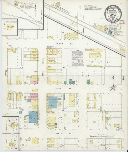 Sanborn Fire Insurance Map from Kaw, Kay County, Oklahoma (1909), Sheet #0001 - Historic Sanborn Fire Insurance Map Print, vintage old map wall art, antique decor, genealogy gift, Oklahoma Oklahoma map
