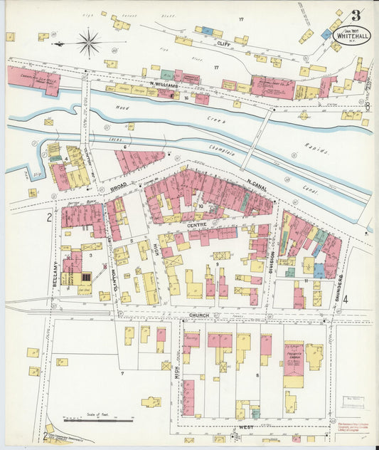 Sanborn Fire Insurance Map from Whitehall, Washington County, New York (1907), Sheet #0003 - Historic Sanborn Fire Insurance Map Print, vintage old map wall art, antique decor, genealogy gift, New York New York map