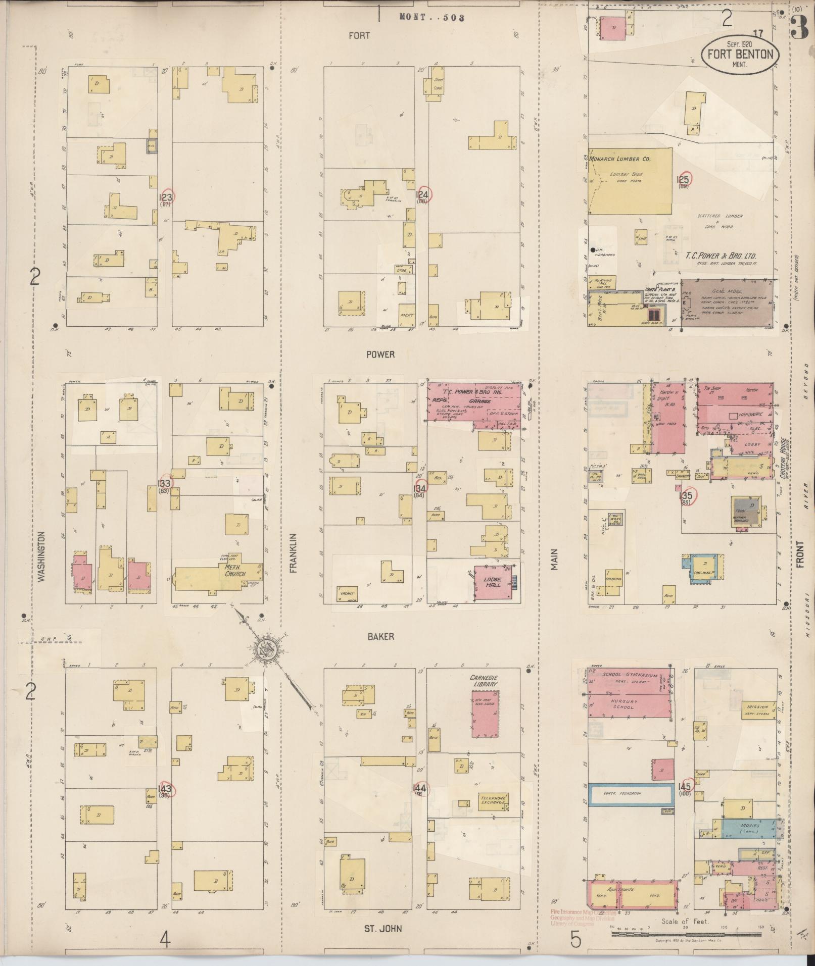 Sanborn Fire Insurance Map from Fort Benton, Chouteau County, Montana (1939), Sheet #0003 - Historic Sanborn Fire Insurance Map Print, vintage old map wall art, antique decor, genealogy gift, Montana Montana map