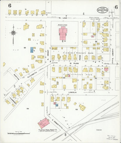 Sanborn Fire Insurance Map from Minerva, Stark And Carroll Counties, Ohio (1925), Sheet #0006 - Historic Sanborn Fire Insurance Map Print, vintage old map wall art, antique decor, genealogy gift, Ohio Ohio map