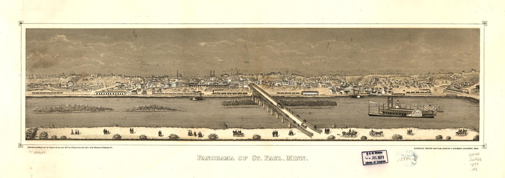Panorama of St. Paul, Minn. (1873) – Historic Bird’s-Eye View Panorama Print