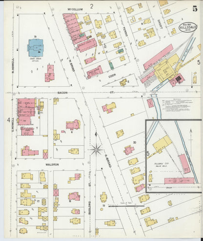 Sanborn Fire Insurance Map from Hillsdale, Hillsdale County, Michigan (1900), Sheet #0005 - Complete Map Set gallery image, historic Sanborn map, vintage wall art, Michigan Michigan
