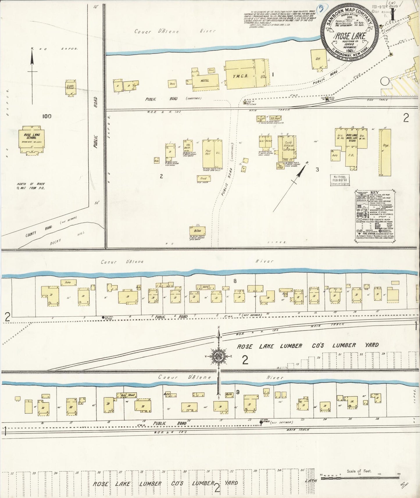 Sanborn Fire Insurance Map from Rose Lake, Kootenai County, Idaho (1921), Sheet #0001 - Complete Map Set gallery image, historic Sanborn map, vintage wall art, Idaho Idaho