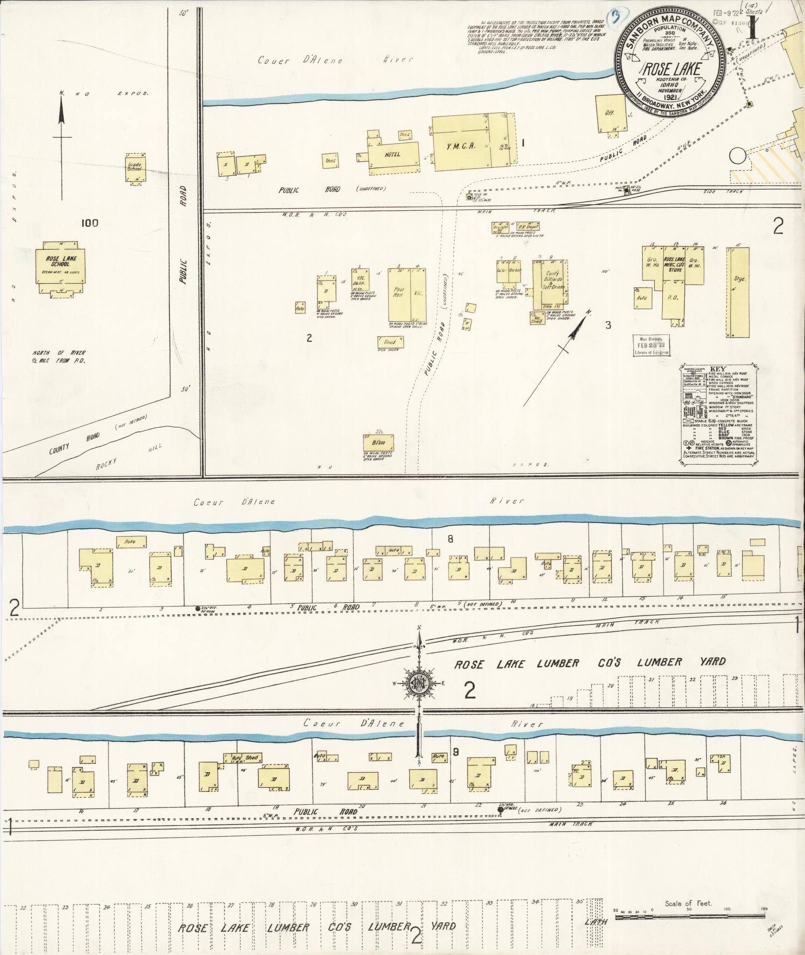 Sanborn Fire Insurance Map from Rose Lake, Kootenai County, Idaho (1921), Sheet #0001 - Complete Map Set gallery image, historic Sanborn map, vintage wall art, Idaho Idaho