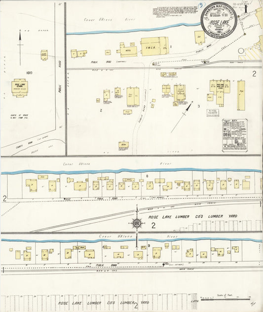 Sanborn Fire Insurance Map from Rose Lake, Kootenai County, Idaho (1921), Sheet #0001 - Complete Map Set gallery image, historic Sanborn map, vintage wall art, Idaho Idaho