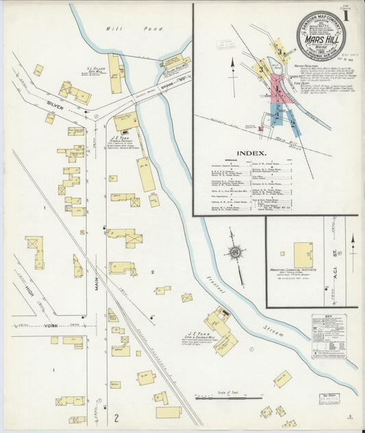 Sanborn Fire Insurance Map from Mars Hill, Aroostook County, Maine (1912), Sheet #0001 - Complete Map Set gallery image, historic Sanborn map, vintage wall art, Maine Maine