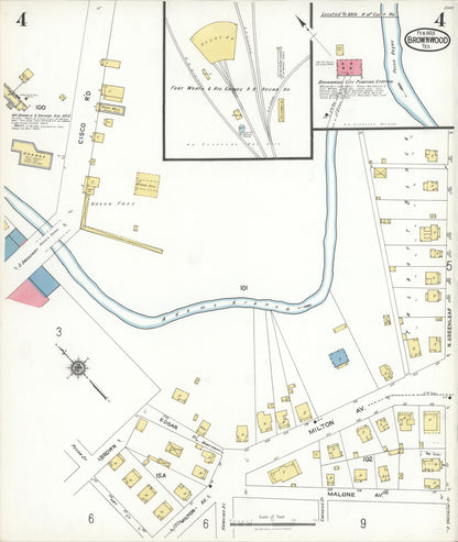 Sanborn Fire Insurance Map from Brownwood, Brown County, Texas (1923), Sheet #0004 - Complete Map Set gallery image, historic Sanborn map, vintage wall art, Texas Texas