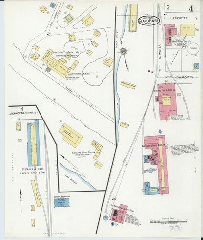 Sanborn Fire Insurance Map from Grand Haven, Ottawa County, Michigan (1920), Sheet #0004 - Historic Sanborn Fire Insurance Map Print, vintage old map wall art, antique decor, genealogy gift, Michigan Michigan map