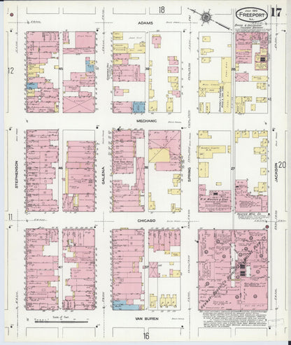 Sanborn Fire Insurance Map from Freeport, Stephenson County, Illinois (1910), Sheet #0017 - Complete Map Set gallery image, historic Sanborn map, vintage wall art, Illinois Illinois