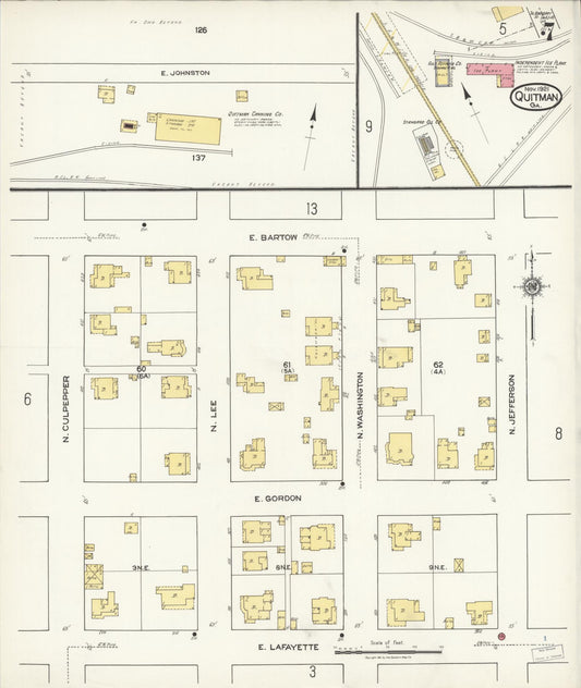 Sanborn Fire Insurance Map from Quitman, Brooks County, Georgia (1921), Sheet #0007 - Historic Sanborn Fire Insurance Map Print, vintage old map wall art, antique decor, genealogy gift, Georgia Georgia map