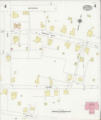 Sanborn Fire Insurance Map from Ozark, Dale County, Alabama (1923), Sheet #0004 - Complete Map Set gallery image, historic Sanborn map, vintage wall art, Alabama Alabama