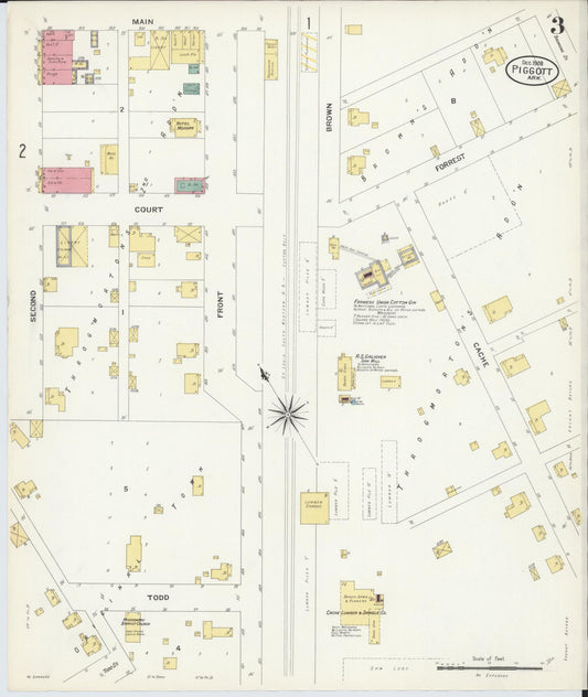 Sanborn Fire Insurance Map from Piggott, Clay County, Arkansas (1908), Sheet #0003 - Historic Sanborn Fire Insurance Map Print, vintage old map wall art, antique decor, genealogy gift, Arkansas Arkansas map