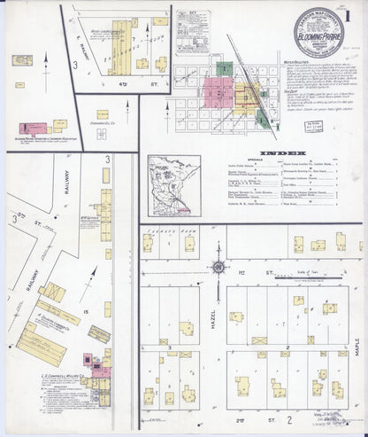 Sanborn Fire Insurance Map from Blooming Prairie, Steele County, Minnesota (1917), Sheet #0001 - Historic Sanborn Fire Insurance Map Print, vintage old map wall art, antique decor, genealogy gift, Minnesota Minnesota map