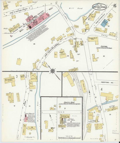 Sanborn Fire Insurance Map from Stafford Springs, Tolland County, Connecticut (1911), Sheet #0006 - Complete Map Set gallery image, historic Sanborn map, vintage wall art, Connecticut Connecticut