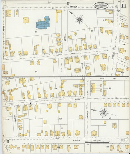 Sanborn Fire Insurance Map from Portsmouth, Rockingham County, New Hampshire (1904), Sheet #0011 - Complete Map Set gallery image, historic Sanborn map, vintage wall art, New Hampshire New Hampshire