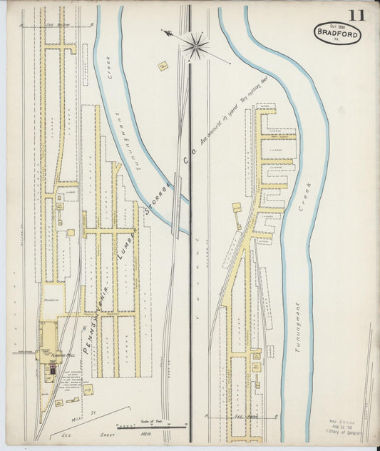 Sanborn Fire Insurance Map from Bradford, McKean County, Pennsylvania (1890), Sheet #0011 - Historic Sanborn Fire Insurance Map Print, vintage old map wall art, antique decor, genealogy gift, Pennsylvania Pennsylvania map