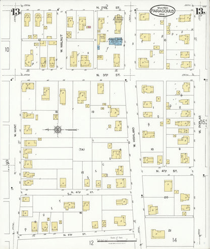 Sanborn Fire Insurance Map from Paragould, Greene County, Arkansas (1923), Sheet #0013 - Complete Map Set gallery image, historic Sanborn map, vintage wall art, Arkansas Arkansas
