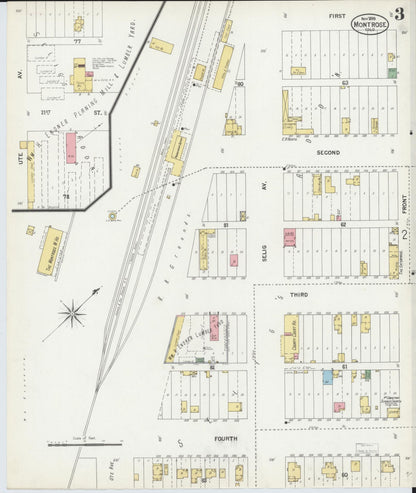 Sanborn Fire Insurance Map from Montrose, Montrose County, Colorado (1899), Sheet #0003 - Complete Map Set gallery image, historic Sanborn map, vintage wall art, Colorado Colorado