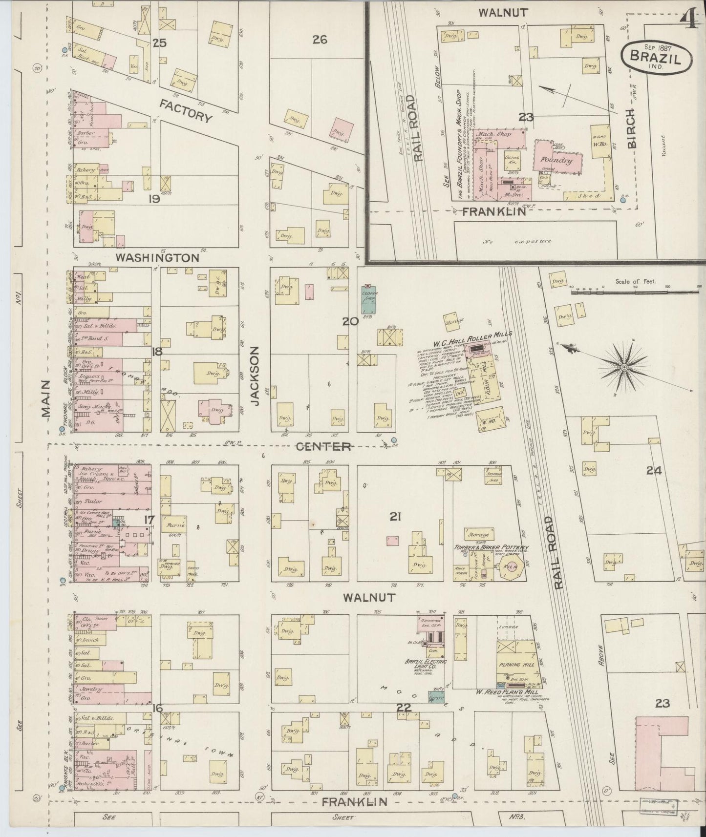 Sanborn Fire Insurance Map from Brazil, Clay County, Indiana (1887), Sheet #0004 - Complete Map Set gallery image, historic Sanborn map, vintage wall art, Indiana Indiana