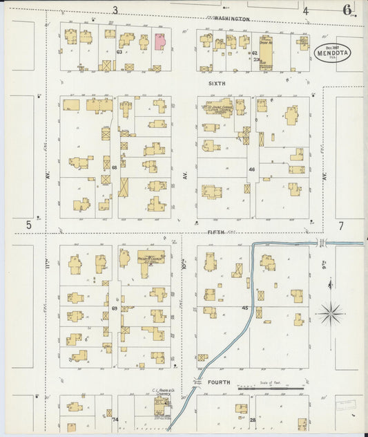 Sanborn Fire Insurance Map from Mendota, La Salle County, Illinois (1897), Sheet #0006 - Historic Sanborn Fire Insurance Map Print, vintage old map wall art, antique decor, genealogy gift, Illinois Illinois map