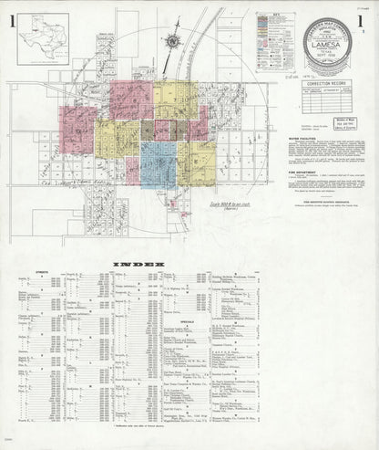 Sanborn Fire Insurance Map from Lamesa, Dawson County, Texas (1939), Sheet #0001 - Historic Sanborn Fire Insurance Map Print, vintage old map wall art, antique decor, genealogy gift, Texas Texas map