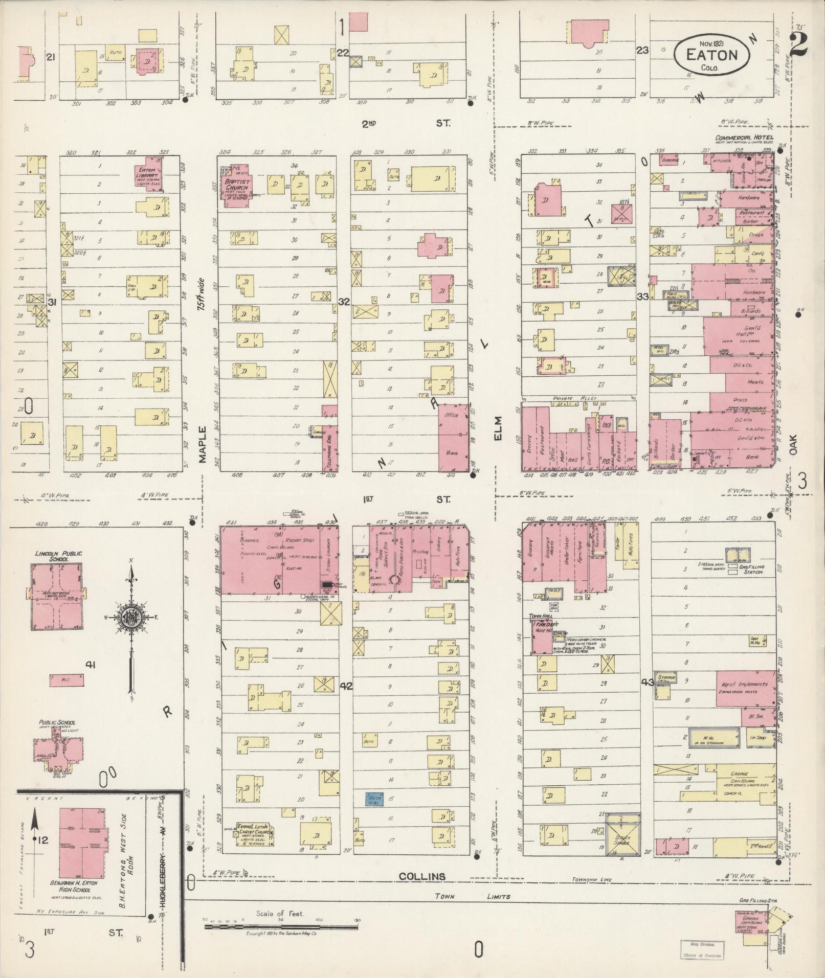 Sanborn Fire Insurance Map from Eaton, Weld County, Colorado (1921), Sheet #0002 - Complete Map Set gallery image, historic Sanborn map, vintage wall art, Colorado Colorado
