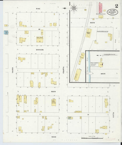Sanborn Fire Insurance Map from Hersey, Osceola County, Michigan (1908), Sheet #0002 - Historic Sanborn Fire Insurance Map Print, vintage old map wall art, antique decor, genealogy gift, Michigan Michigan map