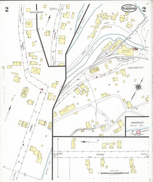 Sanborn Fire Insurance Map from Readsboro, Bennington County, Vermont (1927), Sheet #0002 - Historic Sanborn Fire Insurance Map Print, vintage old map wall art, antique decor, genealogy gift, Vermont Vermont map