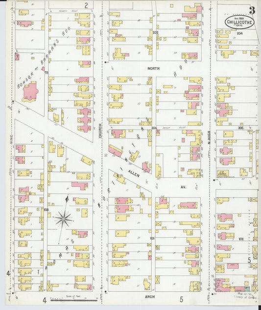 Sanborn Fire Insurance Map from Chillicothe, Ross County, Ohio (1900), Sheet #0003 - Historic Sanborn Fire Insurance Map Print, vintage old map wall art, antique decor, genealogy gift, Ohio Ohio map