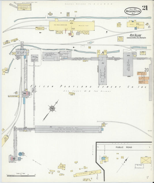 Sanborn Fire Insurance Map from Washington, Warren County, New Jersey (1914), Sheet #0021 - Historic Sanborn Fire Insurance Map Print, vintage old map wall art, antique decor, genealogy gift, New Jersey New Jersey map